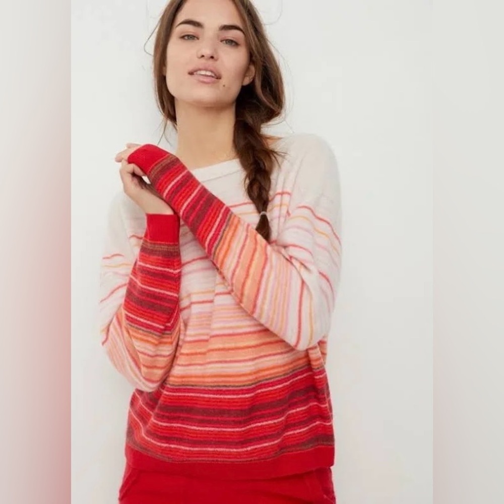 Anthropologie Saturday Sunday | Women’s cream/red/pink striped sweater, size XS